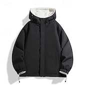 baratos Jaquetas Casuais-Homens Casaco de lã Jaqueta casual Ao ar livre Férias Quente Zíper Bolsos Outono Inverno Tecido Moda Roupa de rua Colarinho Clerical Padrão Cinzento Verde Preto Tinta Azul Roxo Café Casaco