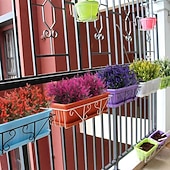 Недорогие Искусственные растения и цветы-8 связок искусственных цветов, искусственные уличные растения, лаванда, пластиковые кустарники и искусственные папоротники, зимостойкие искусственные растения для помещений. &amp;наружные подвесные