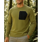 preiswerte Oberteile-Herren Sporthemd Wanderhemd Langarm Rundhalsausschnitt Oberteil Außen Schnelltrocknend Atmungsaktiv Polyester Schwarz Armeegrün Khaki Tennis Golfspiel Laufen