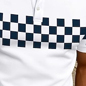  Per uomo Geometrico Scacchiera Polo Manica Corta Magliette polo Camicie con Colletto Casual Athleisure Stampa 3D Bottoni Estate Azzurro cielo Verde