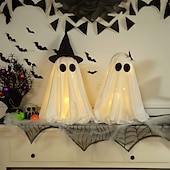 halpa Halloween sisätiloissa-1 kpl halloween sisä- ja ulkopihan työpöydän koristelu aavekoristelamppu lomajuhlatunnelma koristevalot aa-paristokotelo