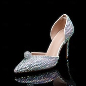 preiswerte Klassische Pumps-Champagnerfarbenes Set mit Strass-Stilettos und Clutch für Damen – elegante High Heels mit spitzer Spitze für Hochzeiten, Abschlussbälle und Abendpartys