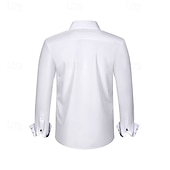 billiga Button Down-skjortor för män-Herr Skjorta Button Down skjorta Skrynkbeständig Bröllop Utomhus Vit Rosa Långärmad Nedvikt Sommar Vår Kläder