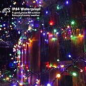 זול חוט נורות לד-15 מטר שרשראות תאורה 800 נוריות LED EL 5 מ&quot;מ סט אחד תושבת הרכבה סט אחד לבן חם לבן קר צבעוני שרשראות תאורה יצירתיות לחג אורות סולאריים חיצוניים לחג מופעל על ידי השמש