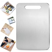 cheap Cooking Utensils-Premium Titanium Alloy Cutting Boards Double-Sided Food-Grade Titanium Cutting Boards for Kitchen Dishwasher Safe Camping Charcuterie Cutting Board Mat for Fruit, Meat &amp; Outdoor BBQ Party