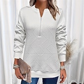 economico Felpe e Sweatshirt Texturizzati-Per donna Felpa con texture Felpe Felpe con cerniera Semplice Streetwear Casual Comodo Manica Lunga Collo Alto Top Regolari Streetwear Ferie Uscire Zip a un quarto Bianco Grigio Primavera Autunno