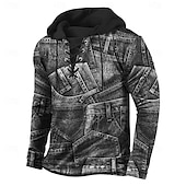 abordables Motif 3D-Homme Patchwork Sweat à capuche Sweatshirt Élégant Vintage Rétro À capuche Vêtements de rue Bleu Noir 2 Cordon de serrage Automne Hiver Designer