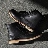 abordables Bottines-Bottines à lacets en similicuir marron pour homme, chaussures d&#039;extérieur décontractées classiques pour le travail et le quotidien
