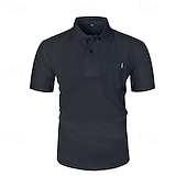 voordelige Klassieke polo voor heren-Multi-pakketten 3 stuks Voor heren Revers Korte Mouw Wit+Zwart+Blauw Ice Silk seersucker polo Polo's met knopen Golfshirt Jacquard Effen Vakantie Alledaagse kleding Polyester Zomer