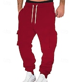 cheap Cargo-Men's Sweatpants Joggers Trousers Jacquard Drawstring Pocket Plain Comfort Daily Sports Outdoor Fashion Casual White Wine Micro-elastic