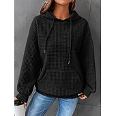 economico Felpe e Sweatshirt Texturizzati-Per donna Felpa con cappuccio Casual Comodo Manica Lunga Con Cappuccio Top Regolari Casuale Tasca Frontale Marrone rossastro Nero Bianco Giallo Rosa Autunno Inverno