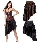 olcso Alsók-Retró Punk és gótika Steampunk Szoknya Gót lány Fodros Jelmez Női Fantasy Steampunk Álarcos mulatság Alkalmi / Napi Felnőttek Szoknya Minden évszak
