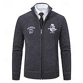 preiswerte Herren Strickjacke-Herren Pullover Kleid Pullover Strickjacke Reißverschluss-Pullover Strickpullover Gerippt Stricken Normale Oberteile Gestrickt Gerippt Einfach Stehkragen Mode Schals Lässig Alltagskleidung Bekleidung