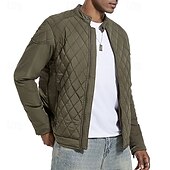 economico Piumini e parka da uomo-Per uomo Cappotto Invernale Giacca trapuntata Parka Tasca Poliestere Vacanza Abbigliamento quotidiano Data Regolare Moda Casual Confortevole Calore Termico Inverno Colore Solido / Tinta Unita Nero