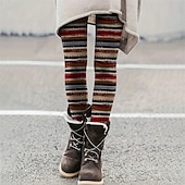 economico -Per donna Pantaloni Leggings Streetwear Casual Lunghezza intera Vita Alta A righe Elastico in vita Stampato Traspirabilità Confortevole Elasticizzato Vacanza Streetwear Abbigliamento quotidiano Rosso