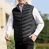 levne Gilety-Pánské Puffer Vesta Kamizelka Vesta Dovolená Denní Rande Módní Na běžné nošení Podzim zima Kapsy Polyester Zahřívací Pohodlné Pevná barva Zip Stojáček Běžný Černá Vodní modrá Šedá Vesta