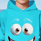 baratos Animais 3D do Menino-Moletom com capuz estampa 3D para meninos, estampa engraçada com sorriso, manga longa, moda outono inverno, streetwear, crianças de 4 a 12 anos, com capuz, casual, para atividades ao ar livre, ajuste