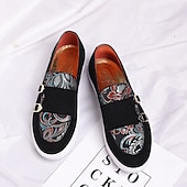 Herre denim loafers med dobbel munk stropp og etnisk trykk – moteriktige, uformelle slip-on-sko for urban stil, fester og vårantrekk billige Uttalelsessko-Herre denim loafers med dobbel munk stropp og etnisk trykk – moteriktige, uformelle slip-on-sko for urban stil, fester og vårantrekk