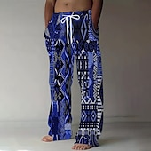 economico Pantaloni casual stampati da uomo-Per uomo Geometrico Etico / africano Pantaloni Pantaloni casual Pantaloni Larghi Misura del girovita medio Vintage Retrò All'aperto Vacanza Coulisse elastica in vita Pantaloni tipo lino con tasche