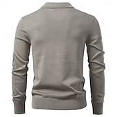 billige Herre Elite Genser og Cardigans-Herre Pullover genser Strikke Vanlige topper Jacquard Knapper Helfarge Polokrage Elegant Årgang Skole Hjem Klær Vår Høst Mørk Marineblå Kakifarget S M L