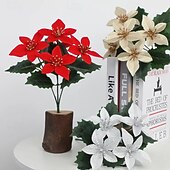 billiga Kransar, Girlander &amp; Swags-4 st konstgjorda julstjärnor – realistisk bukett för bröllop, veranda, trädgård, inomhus &amp;utomhussemester och heminredning