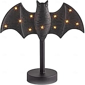 お買い得  ハロウィンの吊るし飾りとテーブルトップ装飾-ハロウィンキャンドルホルダー、大きなトゥインクルバットキャンドルスティック、ゴシックバットキャンドルホルダー、LEDトゥインクルライト付き、パーティーテーブルやキッチン用の不気味なトゥインクルバットデザイン &amp;マントルピース