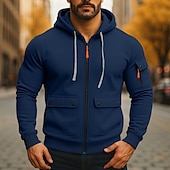 economico Felpa Tattica-Per uomo Felpa con cappuccio Felpa con cappuccio a zip intera Felpa con cappuccio in pile Felpa con cappuccio tattica Nero Verde militare Blu marino Cachi Grigio chiaro Con Cappuccio Semplice Cerniera