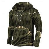 preiswerte Jagdhoodies-Herren Tarnung Kapuzensweatshirt Pullover Klassisch Militär Mit Kapuze Jagd Blau Grün Kordelzug Herbst Winter Designer