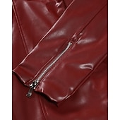  Voor heren Jas van imitatieleer Bikerjack Motorjas Vakantie Dagelijks Winddicht Houd Warm Zak Herfst winter Effen Modieus Klassiek Revers Normaal Zwart Rood Jacks