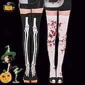 levne Příslušenství-2 páry kostlivých lebek, halloweenských rukavic, ponožek a punčocháčů, které svítí ve tmě, hororových a strašidelných kostýmů pro dospělé a ženy, halloweenských karnevalových a párty kostýmů, snadné