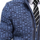 preiswerte Herren Strickjacke-Herren Pullover Kleid Pullover Strickjacke Reißverschluss-Pullover Strickpullover Gerippt Stricken Normale Oberteile Gestrickt Gerippt Geometrisch Stehkragen Mode Schals Lässig Alltagskleidung