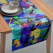 ieftine Fețe de masă-1PC Runner de Masă Graffiti Colorat Steag de Masă - Măsuță dreptunghiulară imprimată digital pentru restaurant banchet decorare petrecere (33x180cm/13x70.5in)