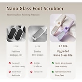 preiswerte Reinigungsmittel-2-in-1-Nano-Glasfuß &amp;Fußfeile zum Entfernen von Peelings &amp;Massagebürste mit ergonomischem Griff, langlebiger Kunststoff, manueller Rasierer in Hellbeige für glatte Füße, Hände, Ellbogen und Knie