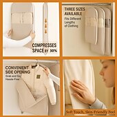 abordables Sac à Vêtements &amp; Housse-Ensemble de 3 sacs à vêtements suspendus peu encombrants avec fermeture éclair à compression automatique, housse anti-poussière pour manteaux, doudounes, organisateur de vêtements de placard avec