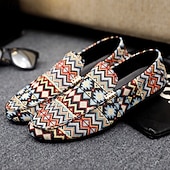 economico Mocassini casual-mocassini da uomo in jacquard multicolore con motivo a zigzag – scarpe casual slip-on alla moda per feste, vacanze e resort estivi