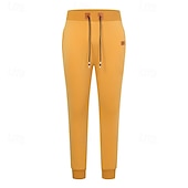 economico Pantaloni della tuta-Per uomo Pantaloni in Pile Pantaloni da tuta Joggers Pantaloni invernali Pantaloni Coulisse Tasca Elastico in vita Semplice Comodità Caldo Sport all&#039;Aperto Quotidiano Moda Casual Nero Giallo