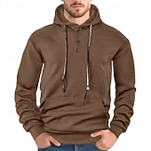 abordables Sudadera con capucha de vellón-Hombre Sudadera Sudadera Con Capucha Sudadera con capucha de lana Sudadera con capucha forrada de polar Negro Blanco Amarillo Azul Marino Café Con Capucha Plano Con Texturas Deporte Casual Diario