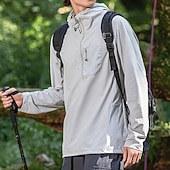 cheap Tops-Men's Hiking Shirt UV Protection Shirt Long Sleeve Top Outdoor UV Sun Protection Quick Dry Breathable Spring Autumn / Fall Polyester Dark Grey Light Grey Green Tennis Camping / Hiking / Caving Running