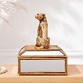 levne Sochy-1 ks 4,1*5,5 palcový zlatý zrcadlový leopardí úložný a dekorační kus na šperky vhodný pro zdobení nehtů, šperky, ozdoby a štětce na make-up