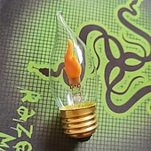 Χαμηλού Κόστους Λάμπες Διακόσμησης-Λάμπα LED με εφέ φλόγας E27 που τρεμοπαίζει, λαμπτήρες κεριού με κρυστάλλινη διαφανή λάμπα κεριού για βάση E27 Edison, 1 συσκευασία