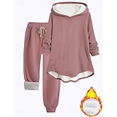 abordables Ensembles deux pièces-Femmes Chaud Quotidien Ensembles deux pièces Survêtement Ensembles de Pantalons manche longue À capuche Graphique Uni Cordon de serrage Imprimé Occasionnel Quotidien Noir Gris foncé Bleu Automne