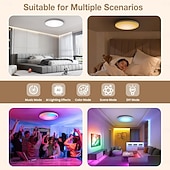 cheap Smart Home Lights-Smart LED Ceiling Light WiFi, RGB Flush Mount Ceiling Light Fixture, 16 Million DIY Colors, Compatible with Alexa Google Home, 2700K-6500K Ceiling Lights for Bedroom Living Room