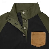 abordables Sudaderas Básicas_-Hombre Sudadera Pana Sudadera Con Capucha Pull-over Sudadera con capucha y botones Albaricoque Caqui Claro Negro Verde Ejército Burdeos Cuello Mao Plano Retazos Deporte Casual Diario Ropa de calle