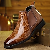 abordables Bottes de Chelsea-Bottines Chelsea marron pour homme en cuir gaufré crocodile – élégantes chaussures habillées à enfiler pour le bureau, les dîners et les occasions formelles