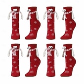 abordables calcetines caseros-Calcetines magnéticos navideños de edición invernal, medias navideñas rojas con diseño de bufanda, calcetines decorativos magnéticos con forma de ojo grande para sujetar las manos, decoración festiva de Navidad y Halloween.