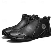 halpa Nilkkurit-Miesten ruskeat nahkaiset vetoketjulliset slip-on-kengät ainutlaatuisella pyöreällä kärjellä ja joustavalla pohjalla – retrohenkiset vapaa-ajan kengät matkoille, töihin ja jokapäiväiseen mukavuuteen.