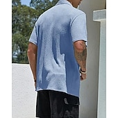 economico camicia da uomo con bottoni-Per uomo Camicia Camicia Estiva Camicia casual Camicia da Spiaggia Camicia con Bottoni Marrone Scuro Nero Bianco Verde chiaro Rosa Manica Corta Semplice Bavero Vacanza Camicia hawaiana Abbigliamento