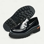 Недорогие Кожаные лоферы премиум-класса-Мужские коричневые кожаные пенни-лоферы с металлической пряжкой – классические туфли для деловых встреч, официальных мероприятий и офиса.