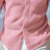 economico camicia da uomo con bottoni-Per uomo Camicia Camicia Estiva Camicia di Velluto a Coste Camicia con Bottoni Rosa Blu Viola Verde Manica Lunga Semplice Colletto Collo ripiegato Casuale Quotidiano Bottonato Abbigliamento Moda