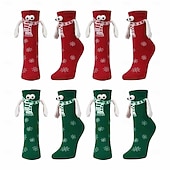 abordables calcetines caseros-Calcetines magnéticos navideños de edición invernal, medias navideñas rojas con diseño de bufanda, calcetines decorativos magnéticos con forma de ojo grande para sujetar las manos, decoración festiva de Navidad y Halloween.